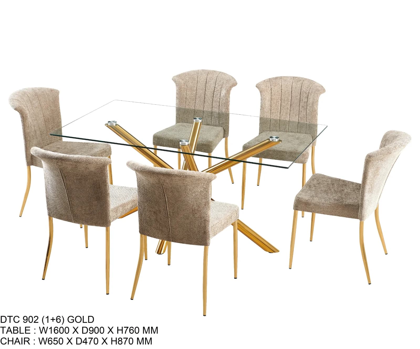 Tom 7-Piece Rectangle Glass Top Dining Set